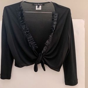 LIDA BADAY Black Ruffled Bolero/Shrug Viscose S/P